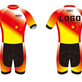 中国红短袖骑行连体服
